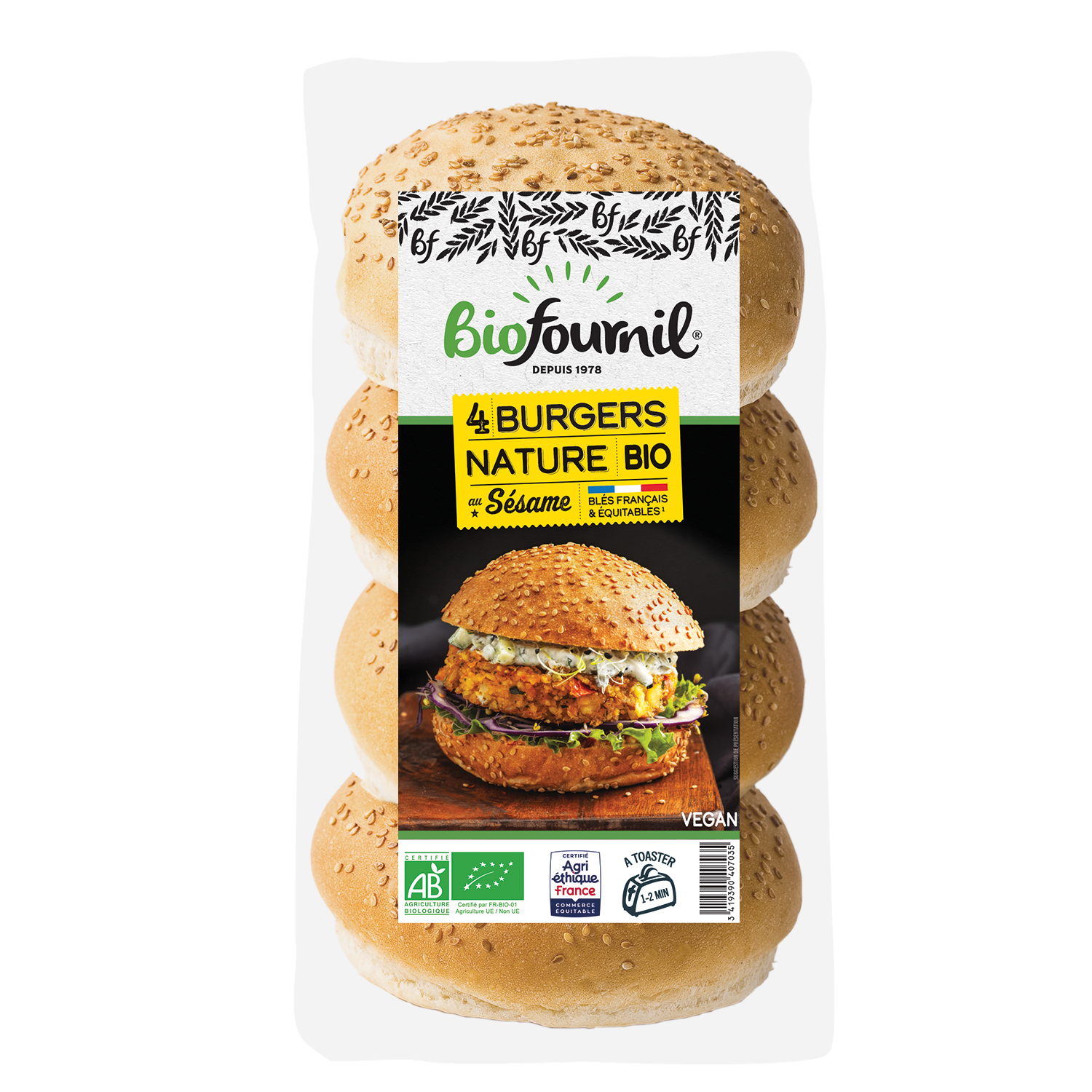 PACK_4 BURGERS NATURE AU SESAME