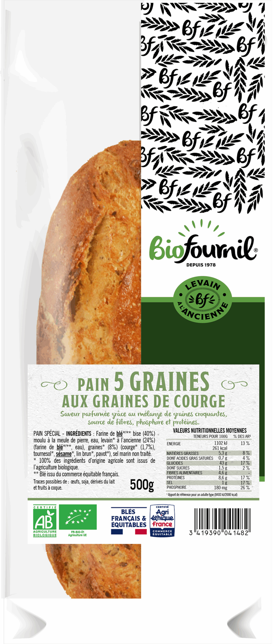 PACK_PAIN 5 GRAINES AUX GRAINES DE COURGE