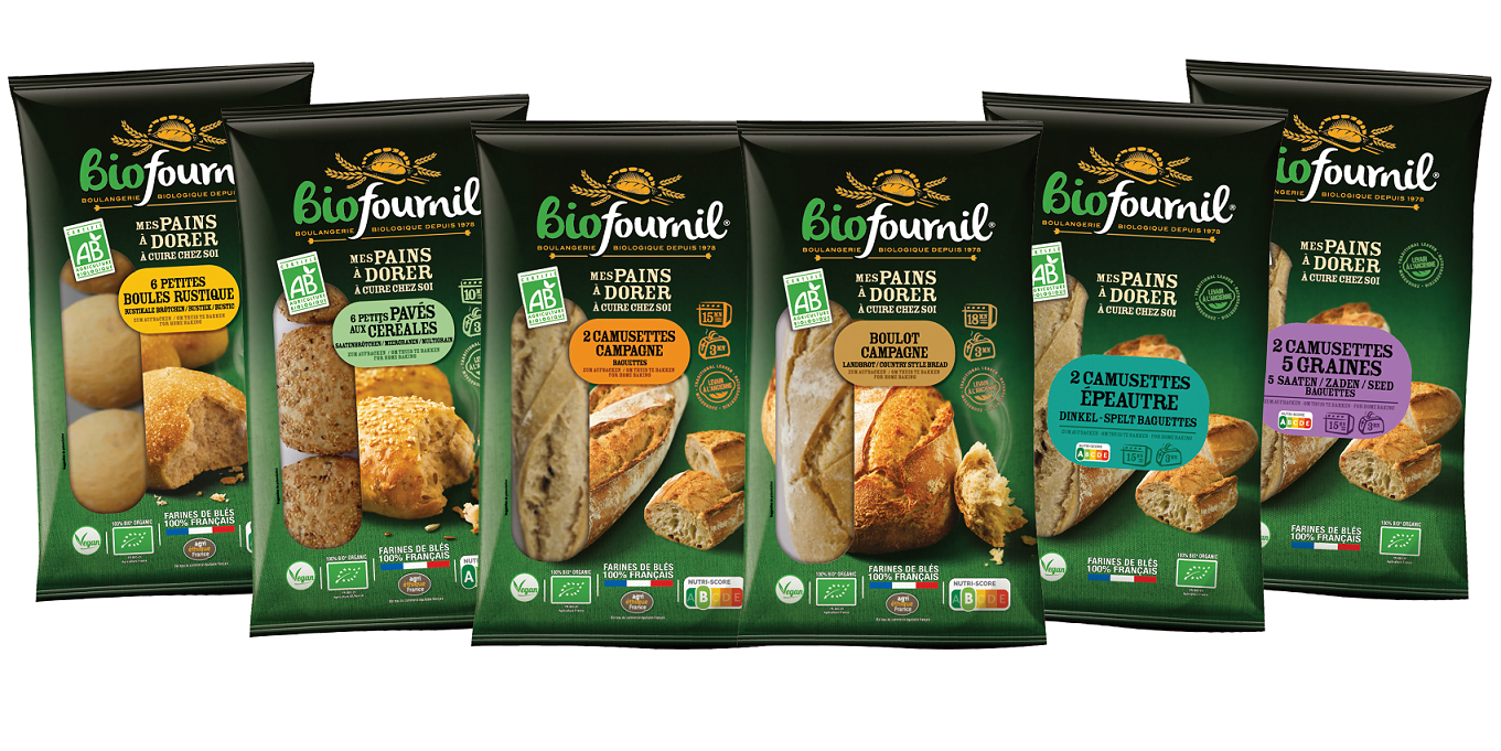 Pre-baked breads biofournil