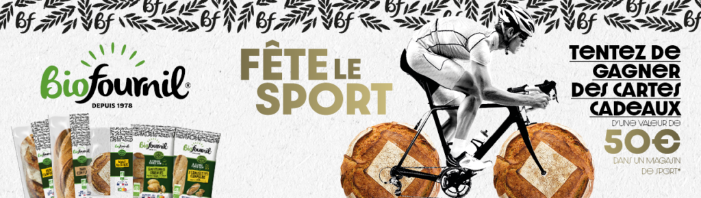 Fete le sport, cycliste, pains, texte